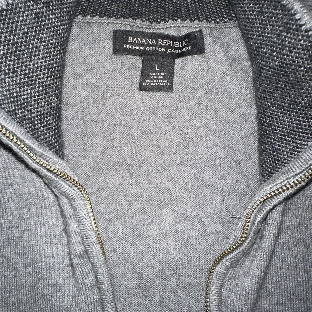 Banana Republic Gray Zip Up Sweater with Standing Collar
